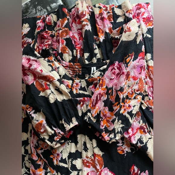 Anthropologie Blossom 100% Cotton Maxi Dress In Pink/ Black Motif Size S - Picture 10 of 16